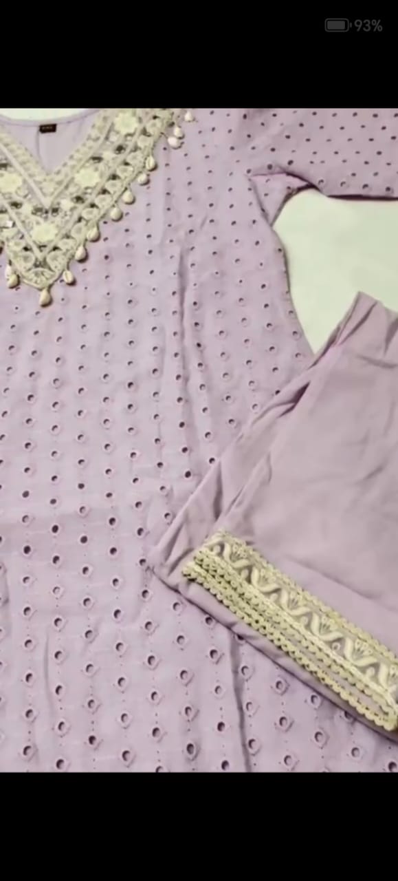 LAVENDER SCHIFFLI CO-ORD SET