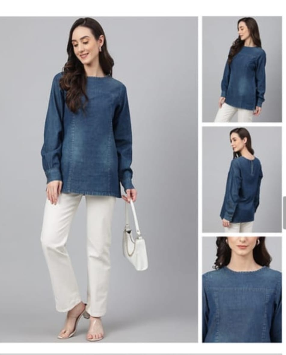 INDIGO EASE DENIM TOP