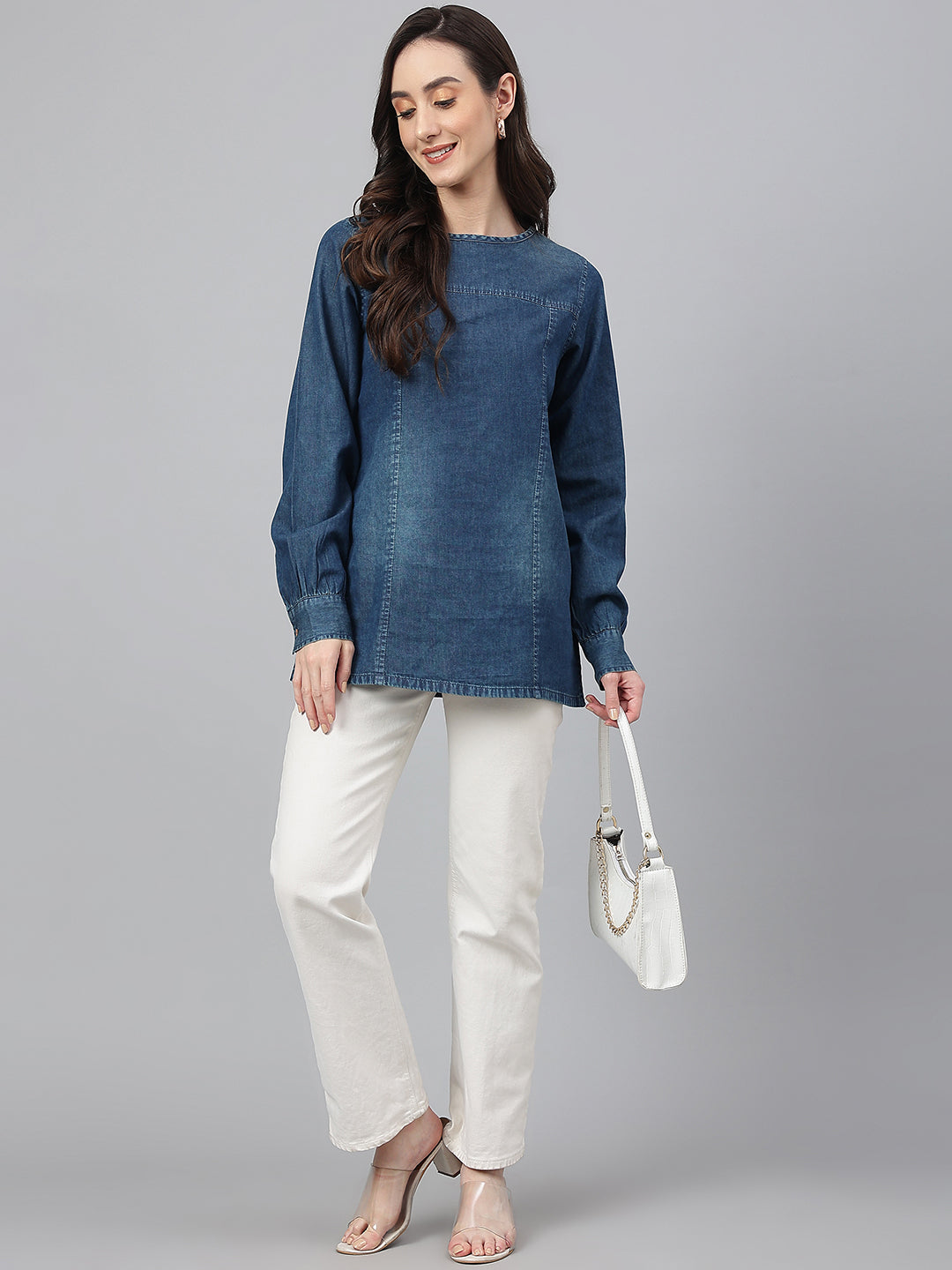 INDIGO EASE DENIM TOP