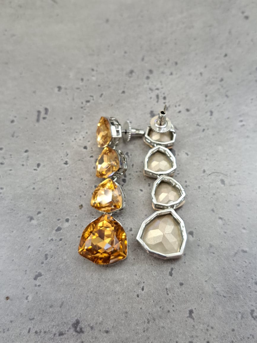 Swarovski inspired golden yellow crystal danglers