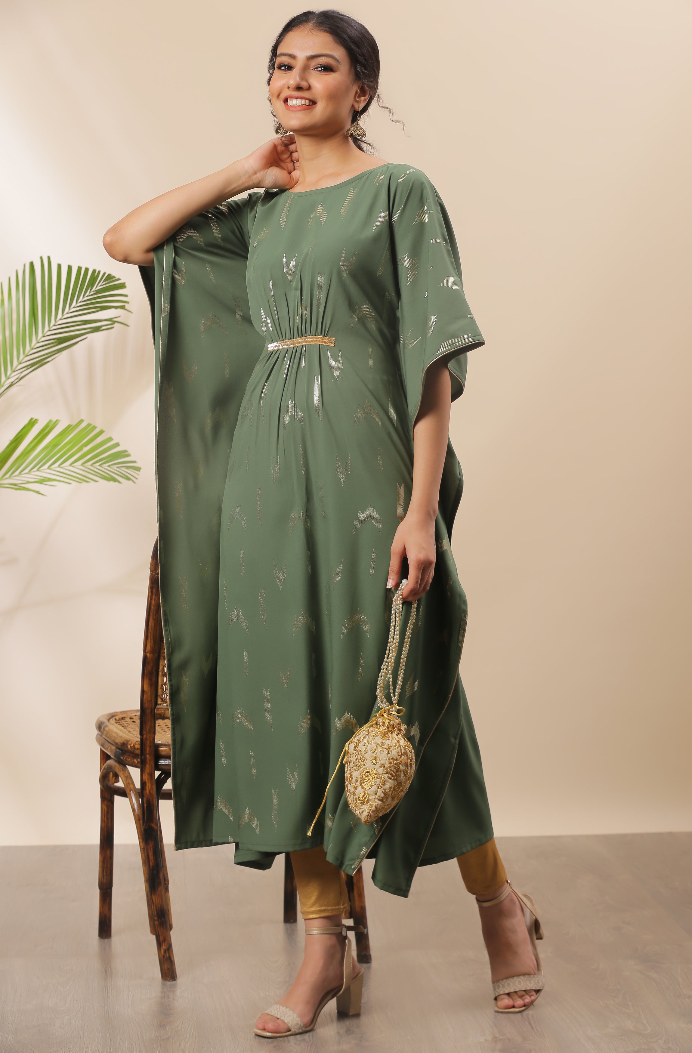 Kaftan dress in poly crepe