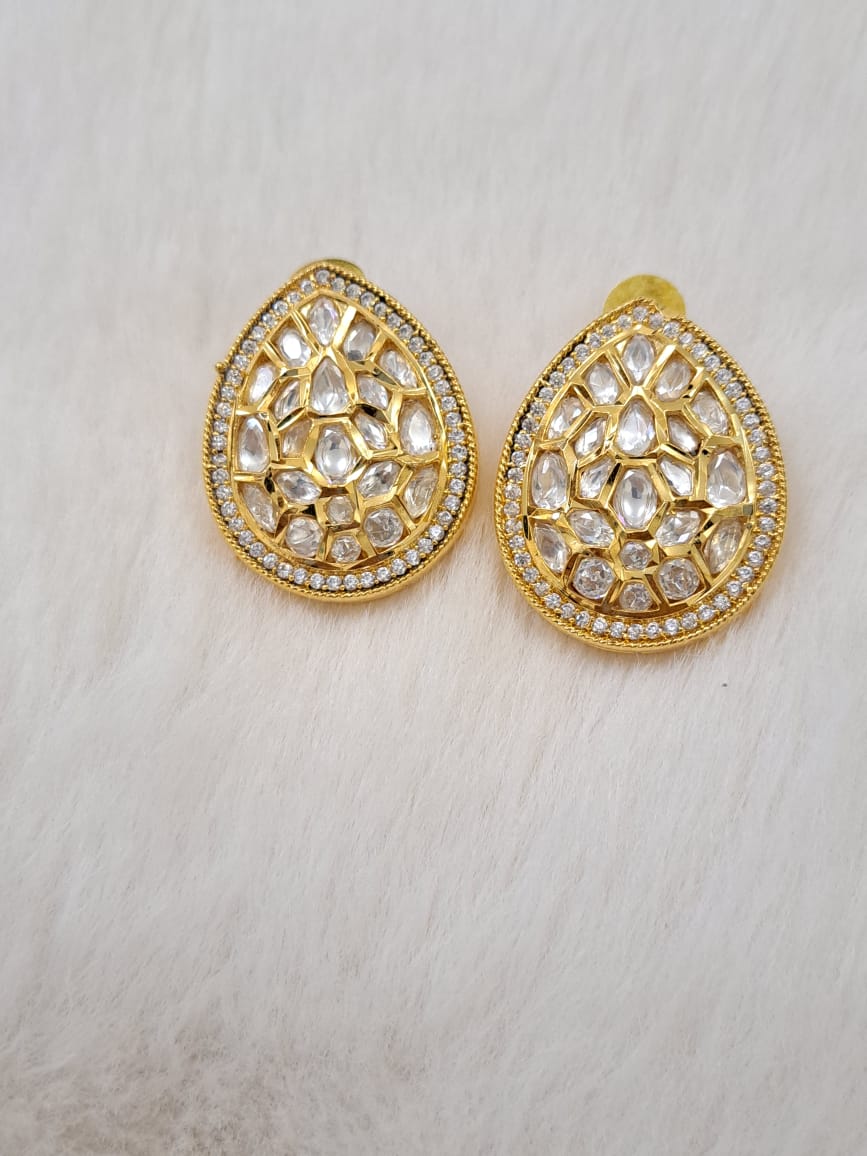 22K GOLD PLATED HYDERABADI PUKHRAJ JADAU STUDS