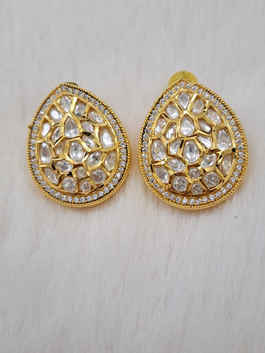 22K GOLD PLATED HYDERABADI PUKHRAJ JADAU STUDS