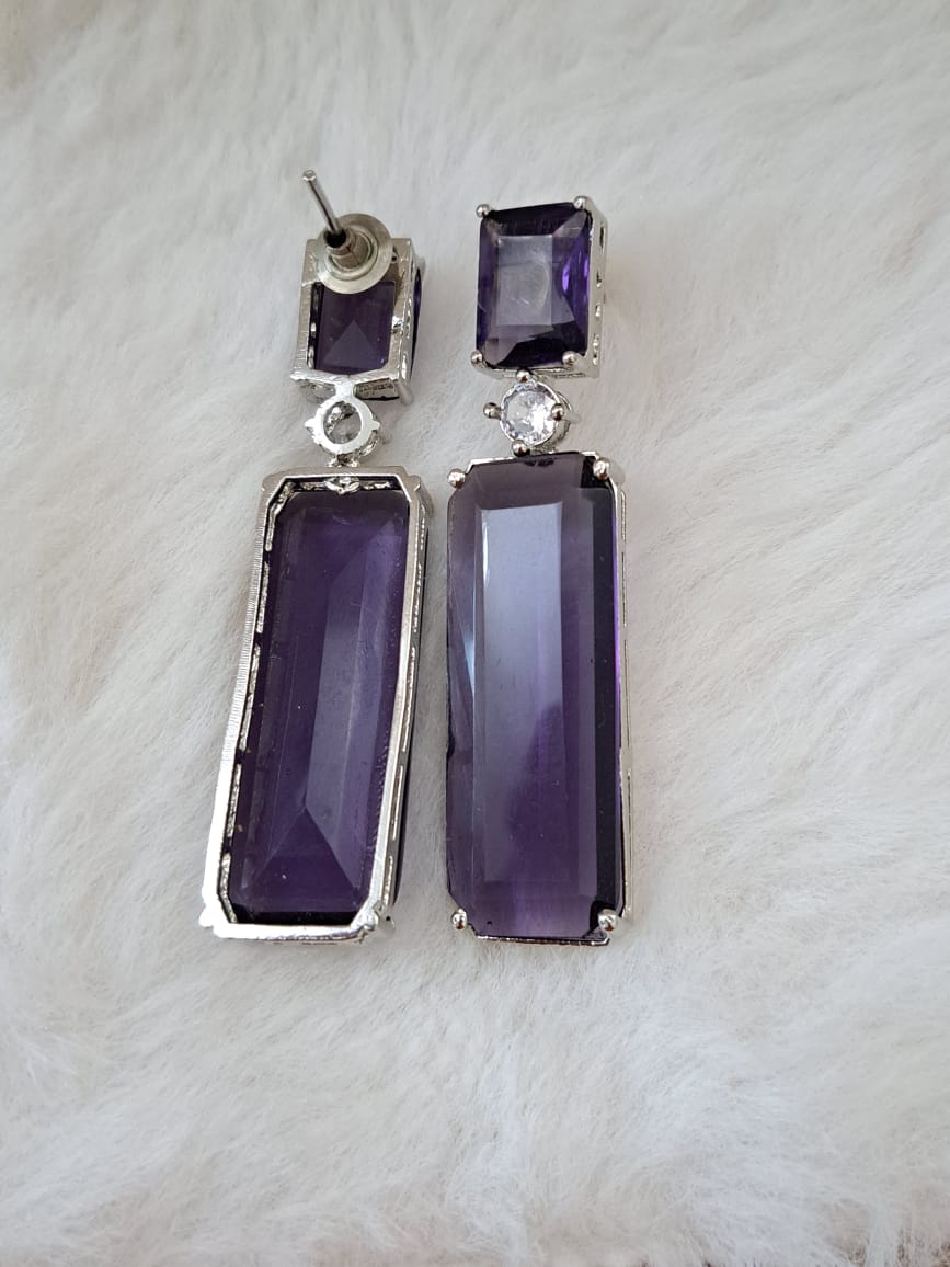 dark purple color duplet stone danglers.