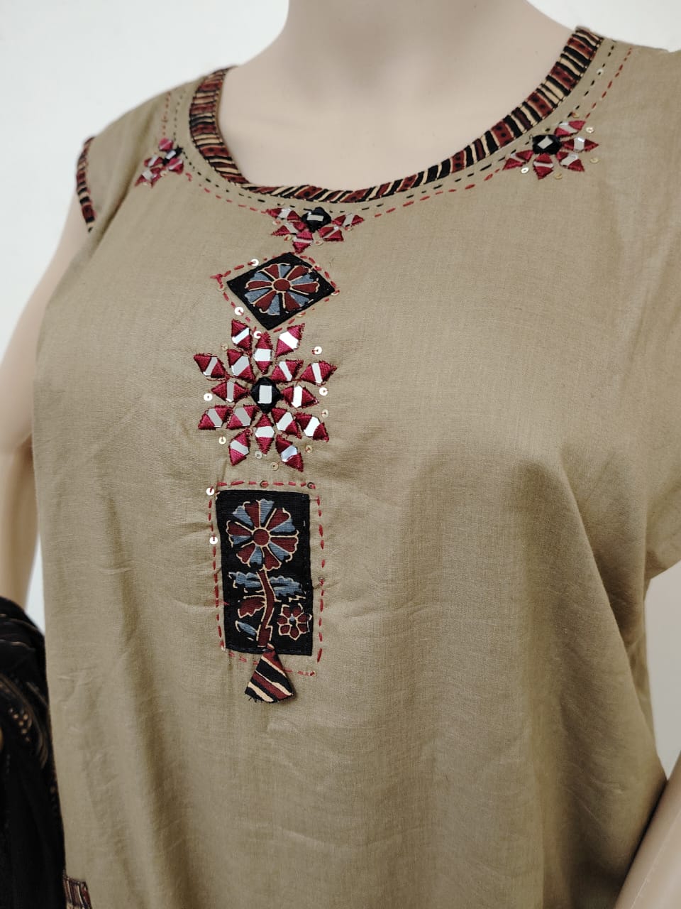 EARTHY AJRAKH MIRROR SALWAAR KAMEEZ SET